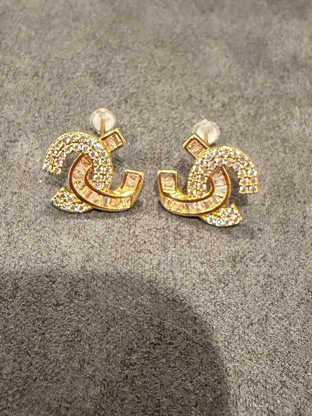 Others Follow Gold-Tone Crystal Interlock Stud Earrings